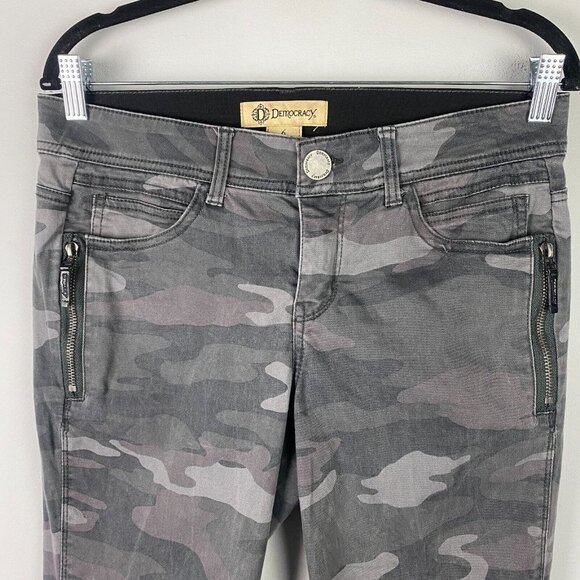 Democracy "Ab" Technology Jeans Womens Size 6 Camo Stretch Jeggings Slit Ankle - Picture 2 of 11